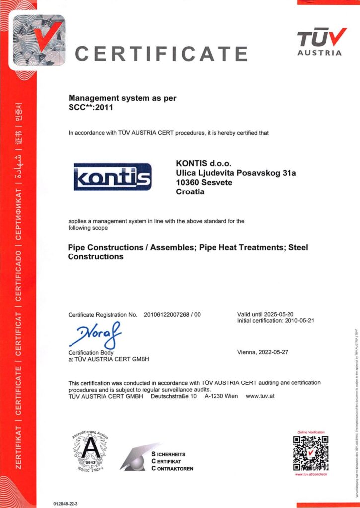 Kontis d.o.o. - SCC**:2011 Certificate